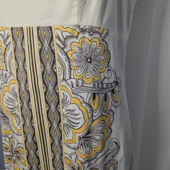 Ann Taylor Loft Sundress, 100% Cotton, Size 4P, Cream, Brown and Yellow - Picture 3 of 8